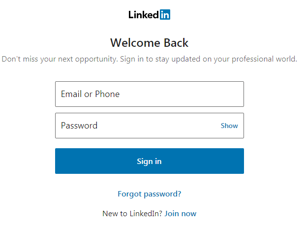 Linkedin Sign in